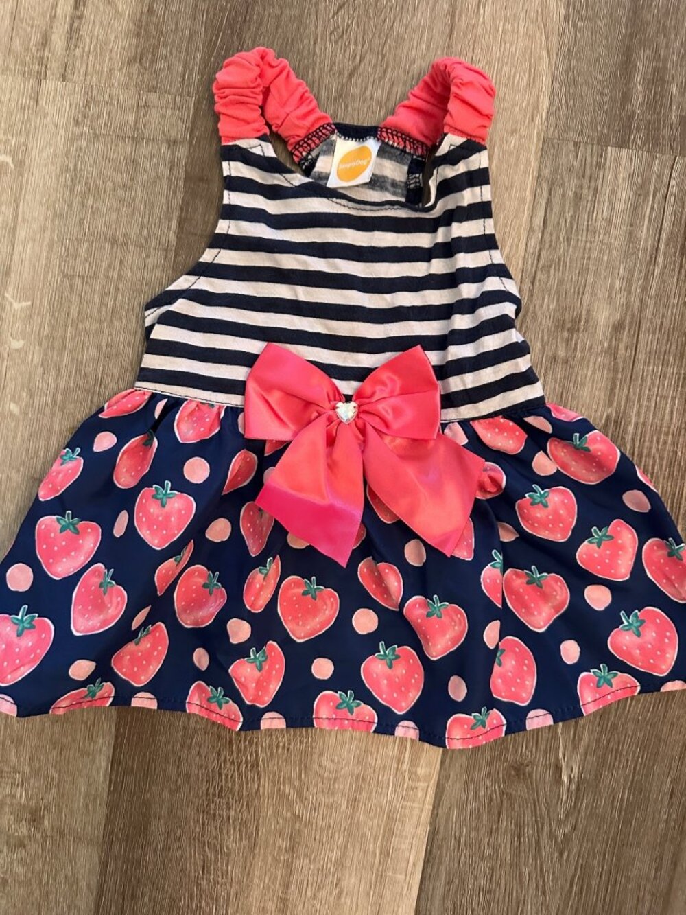 Strawberry striped dog dress size medium